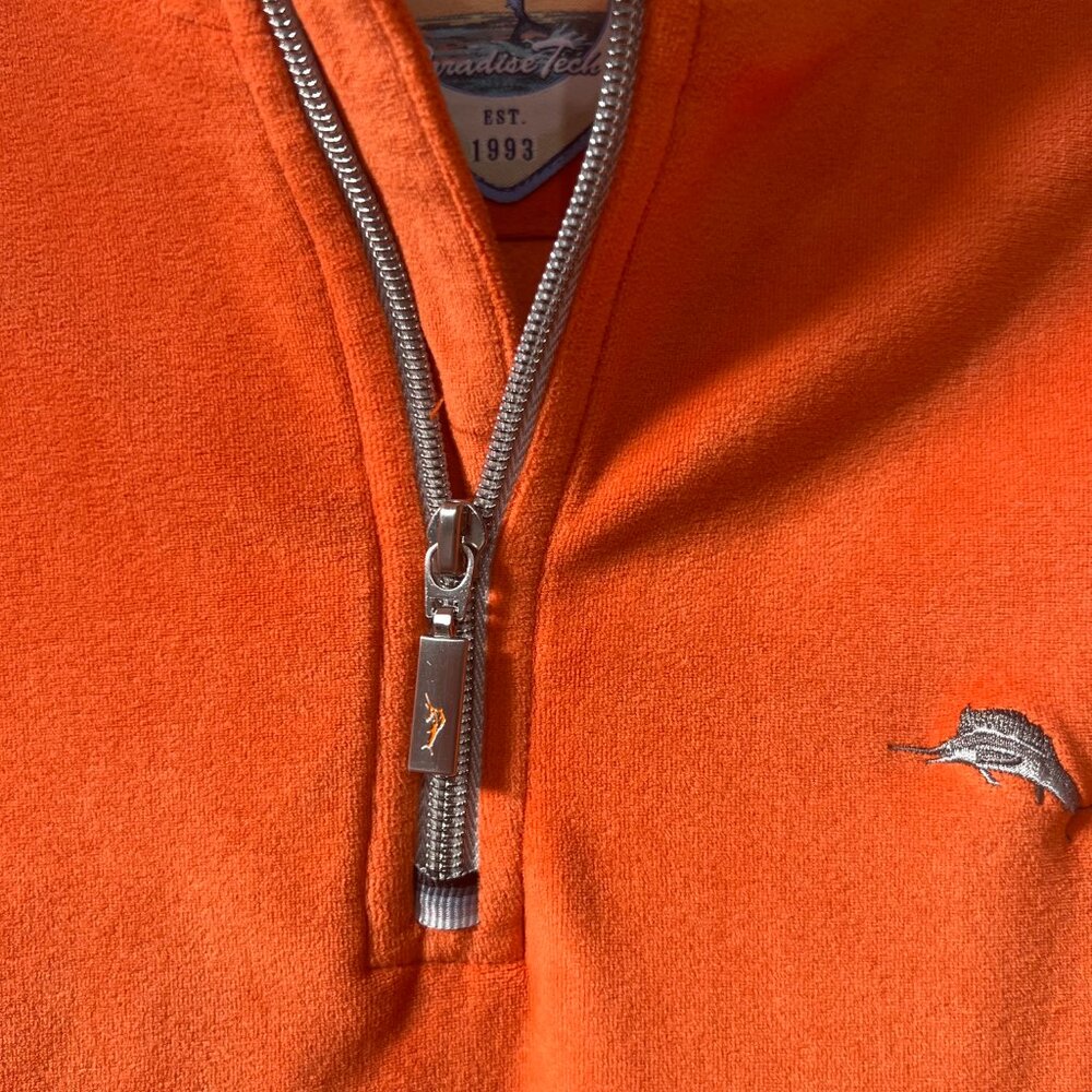 Tommy Bahama Marlin Logo Fleece 3/4 Zip Orange Men M Pullover Activewear Casual - Picture 3 of 9